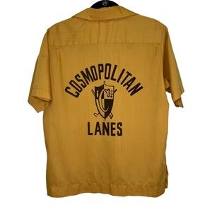 Vintage Mens King Louie Yellow Bowling Shirt